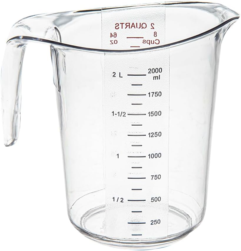 RW Base 1 Pint Measuring Jar 1 Durable Measuring Beaker - Metric And Imperial Units V-Shaped Spout Clear Plastic Measuring Cup Handle With Thumb-Grip Tolerates Up To 248F