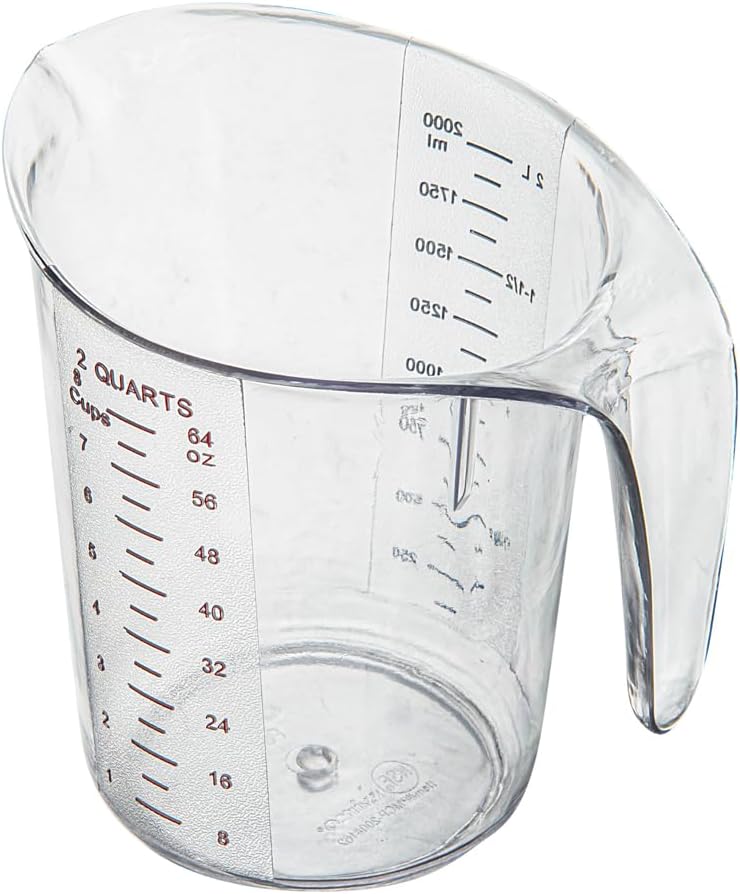 RW Base 1 Pint Measuring Jar 1 Durable Measuring Beaker - Metric And Imperial Units V-Shaped Spout Clear Plastic Measuring Cup Handle With Thumb-Grip Tolerates Up To 248F