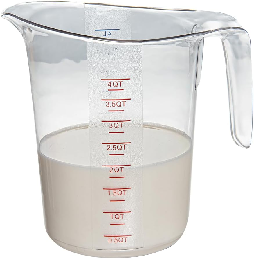 RW Base 1 Pint Measuring Jar 1 Durable Measuring Beaker - Metric And Imperial Units V-Shaped Spout Clear Plastic Measuring Cup Handle With Thumb-Grip Tolerates Up To 248F