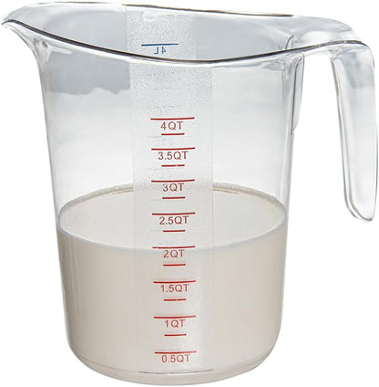 RW Base 1 Pint Measuring Jar 1 Durable Measuring Beaker - Metric And Imperial Units V-Shaped Spout Clear Plastic Measuring Cup Handle With Thumb-Grip Tolerates Up To 248F