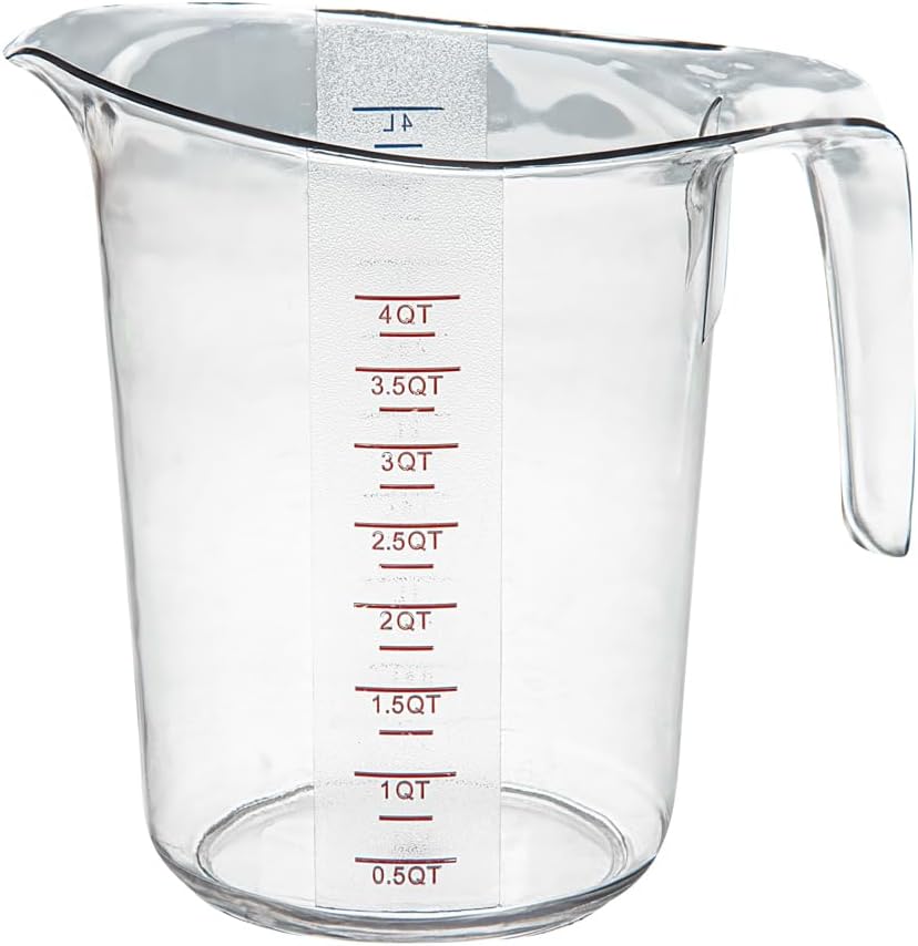 RW Base 1 Pint Measuring Jar 1 Durable Measuring Beaker - Metric And Imperial Units V-Shaped Spout Clear Plastic Measuring Cup Handle With Thumb-Grip Tolerates Up To 248F