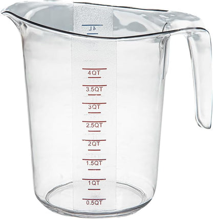 RW Base 1 Pint Measuring Jar 1 Durable Measuring Beaker - Metric And Imperial Units V-Shaped Spout Clear Plastic Measuring Cup Handle With Thumb-Grip Tolerates Up To 248F