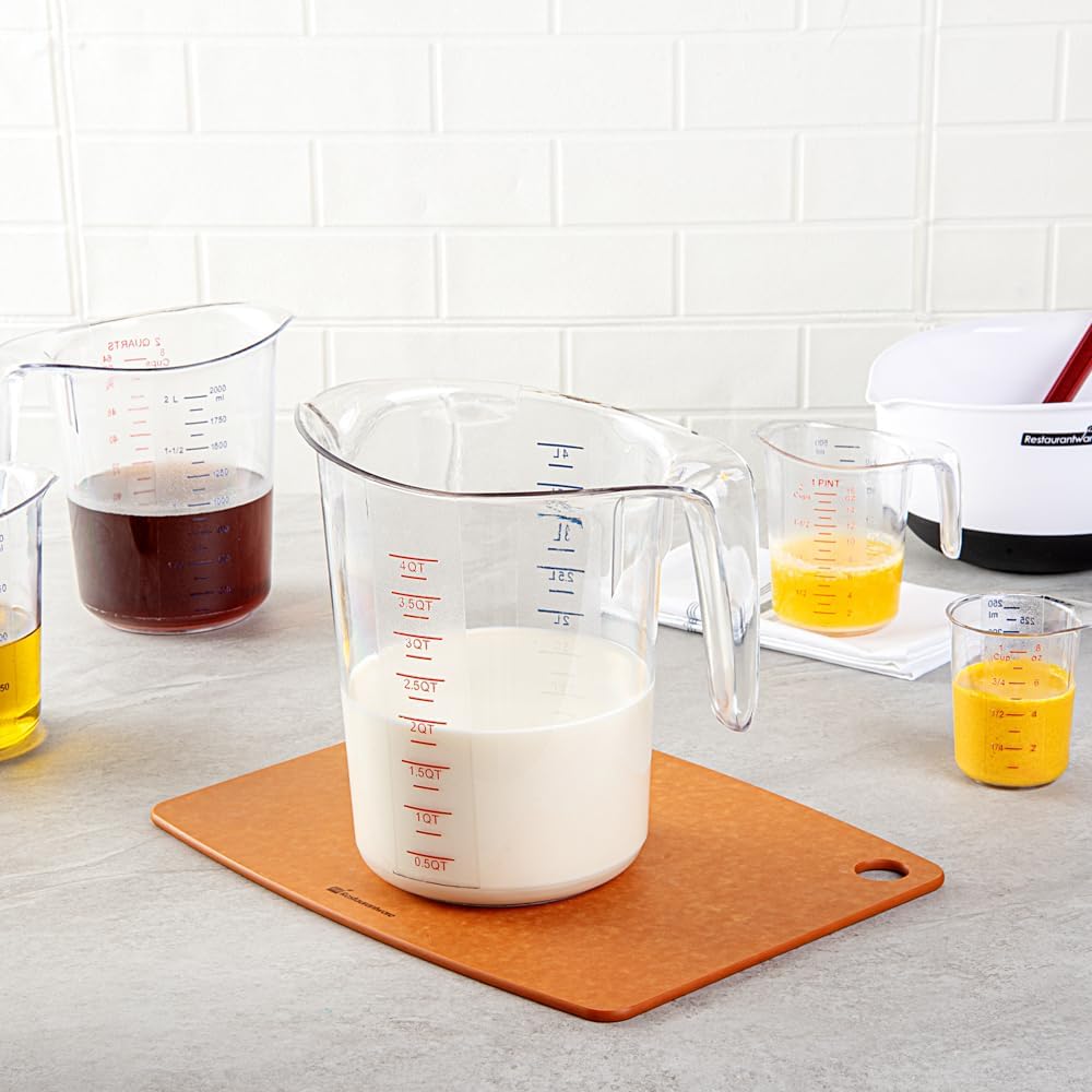 RW Base 1 Pint Measuring Jar 1 Durable Measuring Beaker - Metric And Imperial Units V-Shaped Spout Clear Plastic Measuring Cup Handle With Thumb-Grip Tolerates Up To 248F