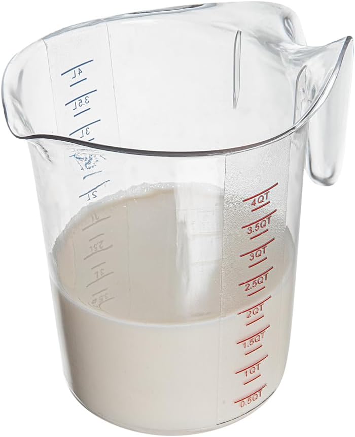 RW Base 1 Pint Measuring Jar 1 Durable Measuring Beaker - Metric And Imperial Units V-Shaped Spout Clear Plastic Measuring Cup Handle With Thumb-Grip Tolerates Up To 248F
