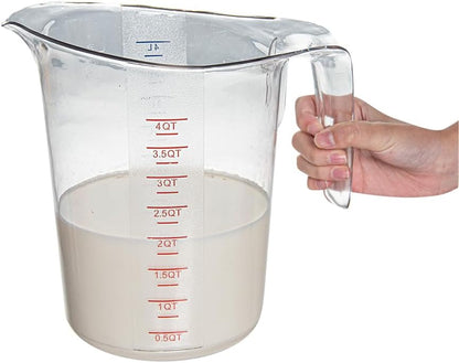 RW Base 1 Pint Measuring Jar 1 Durable Measuring Beaker - Metric And Imperial Units V-Shaped Spout Clear Plastic Measuring Cup Handle With Thumb-Grip Tolerates Up To 248F