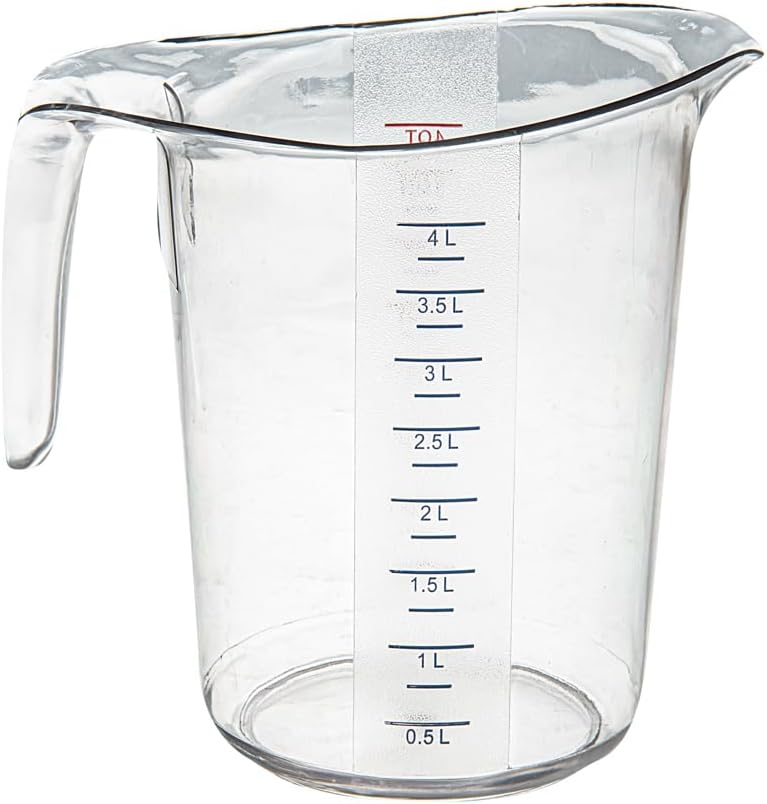 RW Base 1 Pint Measuring Jar 1 Durable Measuring Beaker - Metric And Imperial Units V-Shaped Spout Clear Plastic Measuring Cup Handle With Thumb-Grip Tolerates Up To 248F