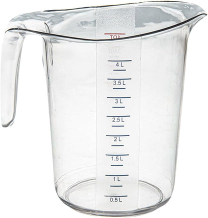 RW Base 1 Pint Measuring Jar 1 Durable Measuring Beaker - Metric And Imperial Units V-Shaped Spout Clear Plastic Measuring Cup Handle With Thumb-Grip Tolerates Up To 248F