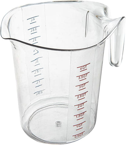 RW Base 1 Pint Measuring Jar 1 Durable Measuring Beaker - Metric And Imperial Units V-Shaped Spout Clear Plastic Measuring Cup Handle With Thumb-Grip Tolerates Up To 248F