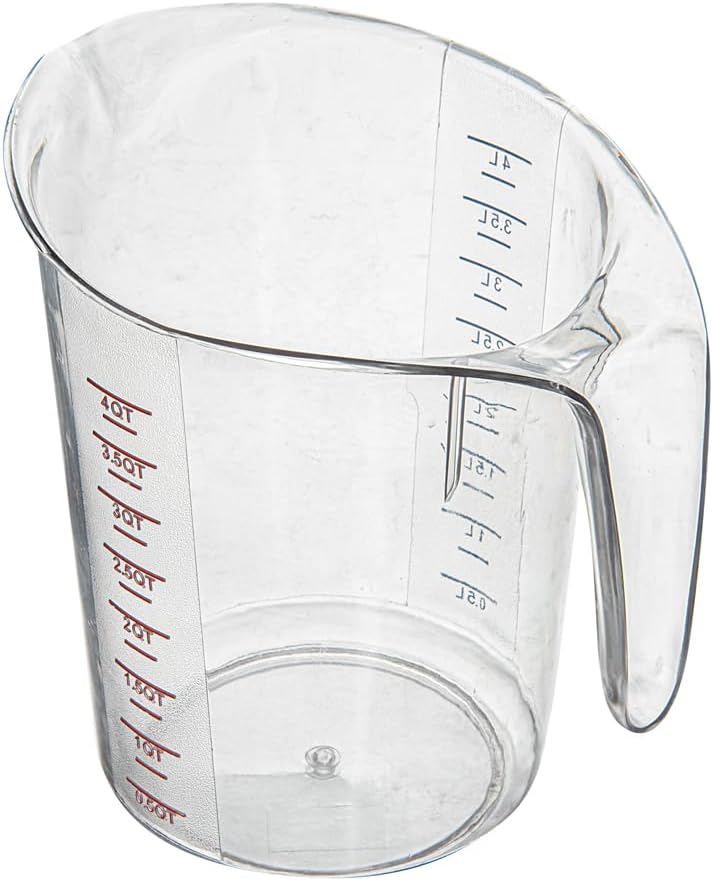 RW Base 1 Pint Measuring Jar 1 Durable Measuring Beaker - Metric And Imperial Units V-Shaped Spout Clear Plastic Measuring Cup Handle With Thumb-Grip Tolerates Up To 248F