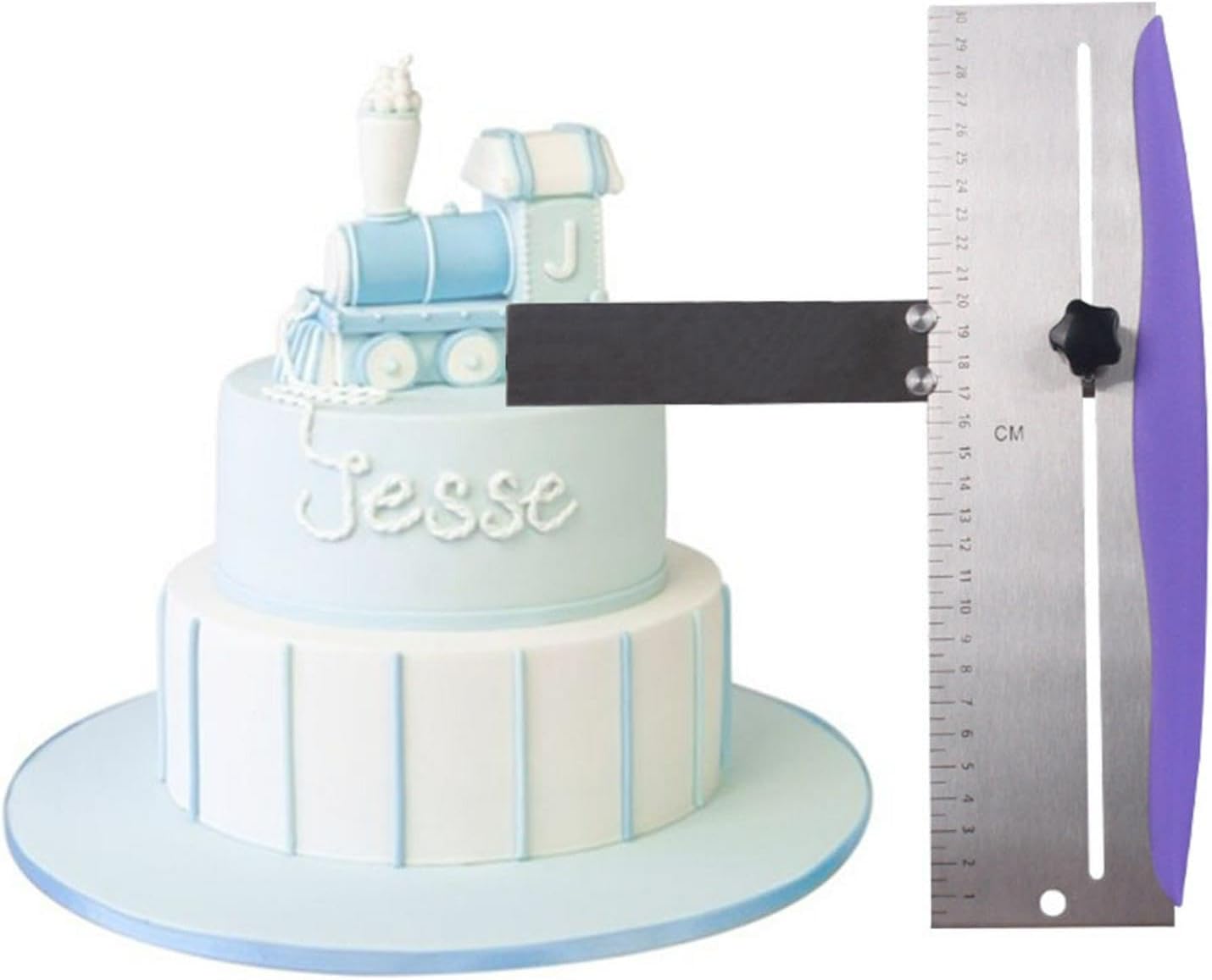 12 Inch Adjustable Cake Scraper, Leveler and Smoother with Clear Scale | Stainless Steel Cake Icing Smoother for Frosting, Mousse, Cream Cakes and Decorating,Hanging Hole,Heat-resistant Blade