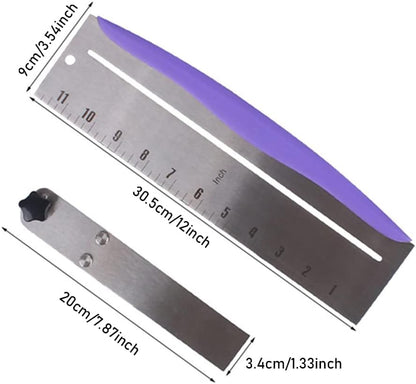 12 Inch Adjustable Cake Scraper, Leveler and Smoother with Clear Scale | Stainless Steel Cake Icing Smoother for Frosting, Mousse, Cream Cakes and Decorating,Hanging Hole,Heat-resistant Blade