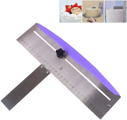12 Inch Adjustable Cake Scraper, Leveler and Smoother with Clear Scale | Stainless Steel Cake Icing Smoother for Frosting, Mousse, Cream Cakes and Decorating,Hanging Hole,Heat-resistant Blade