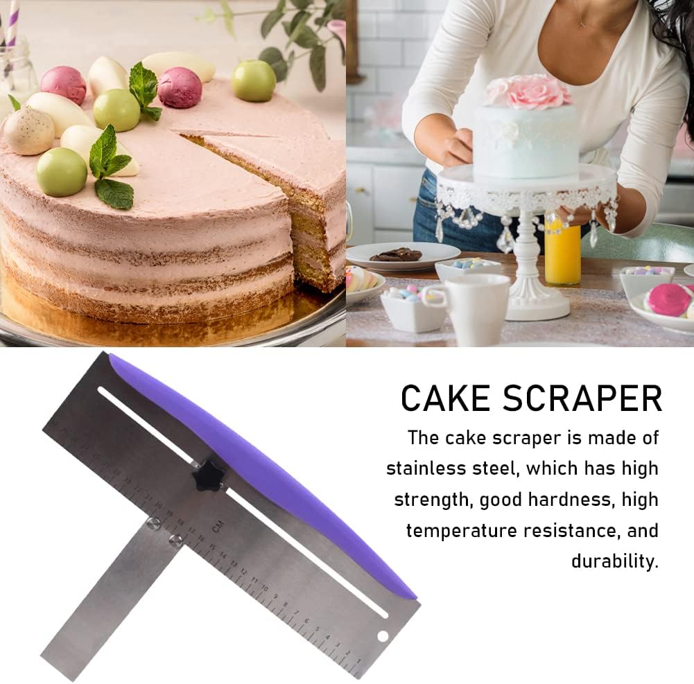 12 Inch Adjustable Cake Scraper, Leveler and Smoother with Clear Scale | Stainless Steel Cake Icing Smoother for Frosting, Mousse, Cream Cakes and Decorating,Hanging Hole,Heat-resistant Blade