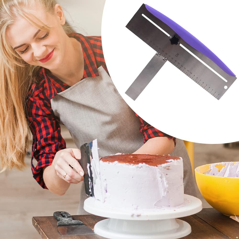 12 Inch Adjustable Cake Scraper, Leveler and Smoother with Clear Scale | Stainless Steel Cake Icing Smoother for Frosting, Mousse, Cream Cakes and Decorating,Hanging Hole,Heat-resistant Blade