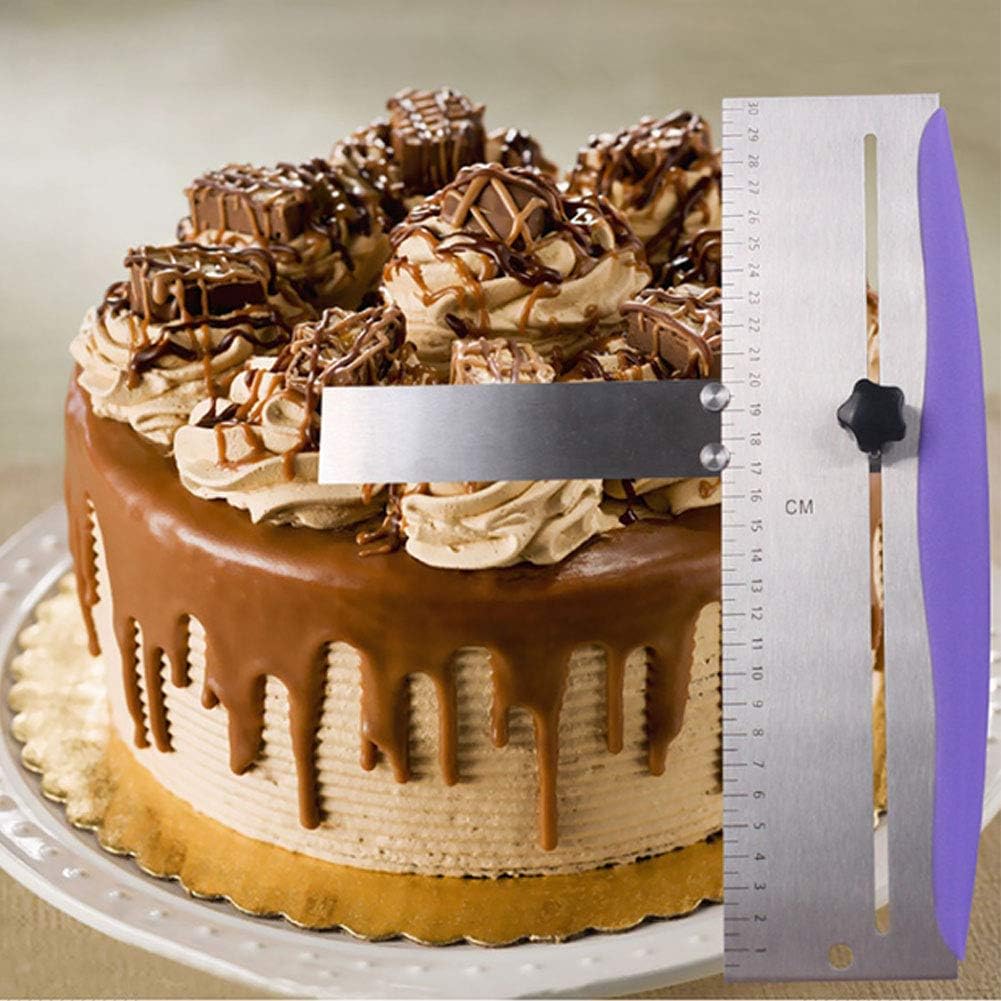 12 Inch Adjustable Cake Scraper, Leveler and Smoother with Clear Scale | Stainless Steel Cake Icing Smoother for Frosting, Mousse, Cream Cakes and Decorating,Hanging Hole,Heat-resistant Blade
