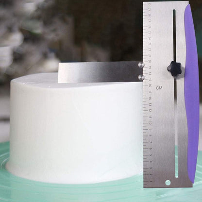 12 Inch Adjustable Cake Scraper, Leveler and Smoother with Clear Scale | Stainless Steel Cake Icing Smoother for Frosting, Mousse, Cream Cakes and Decorating,Hanging Hole,Heat-resistant Blade