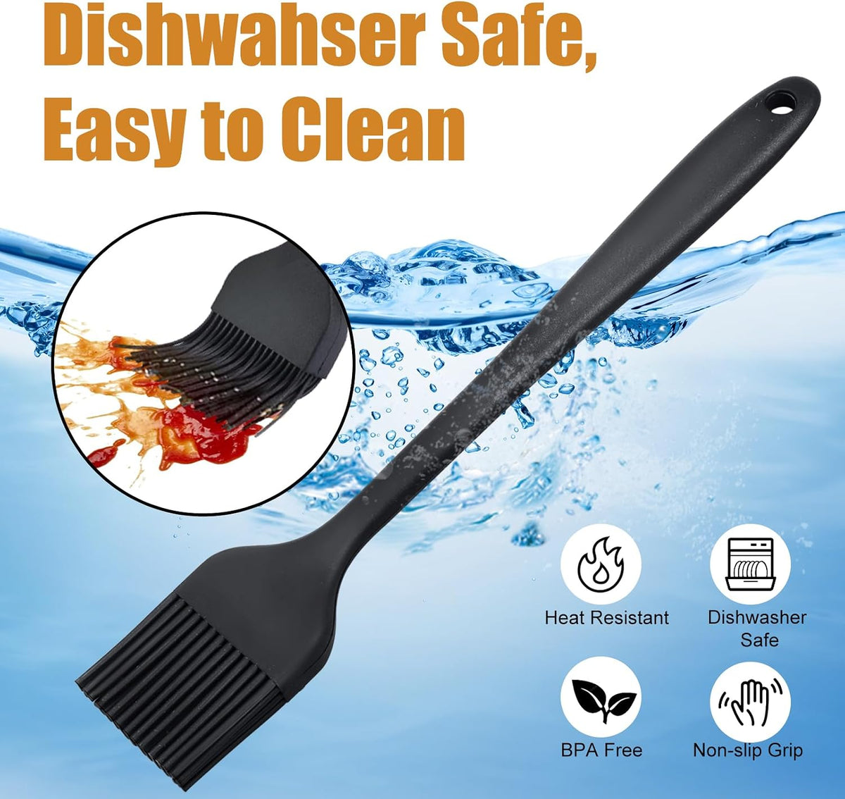 Silicone Basting Brush 2 Pcs Pastry Brush for Oil, BBQ, Grill, Sauce Baking Cooking, Dishwasher Safe (Pink)