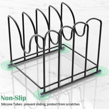 Pot Lid Organizer Rack,1.6in Wide Cutting Board Organizer for Pan Lids,Baking Sheets,Cookie Sheets, with 4 Slots,Cutting Board Holder Rack (2PC-Large)