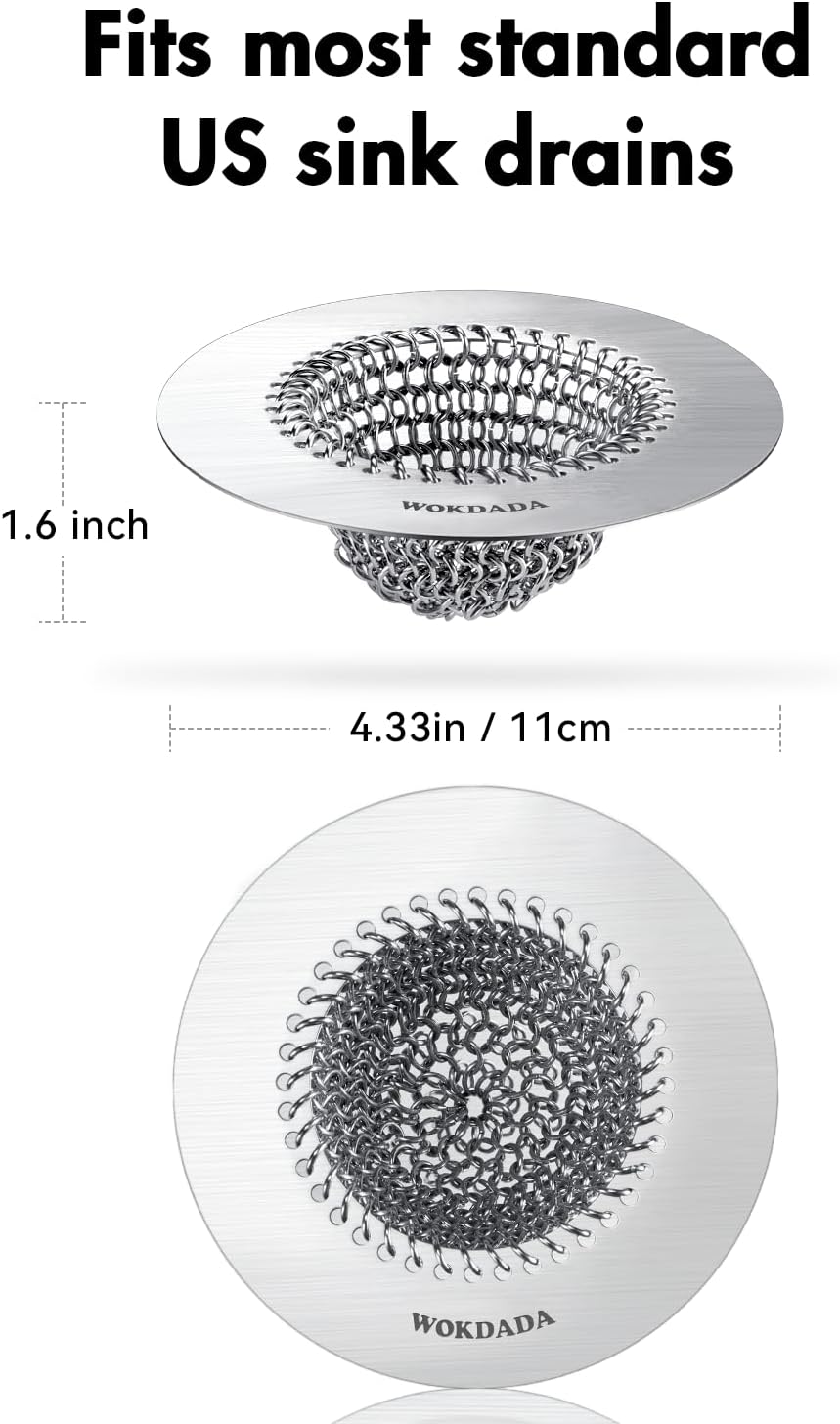 Reversible Kitchen Sink Drain Strainer, Anti-Clog Flat Edge Design