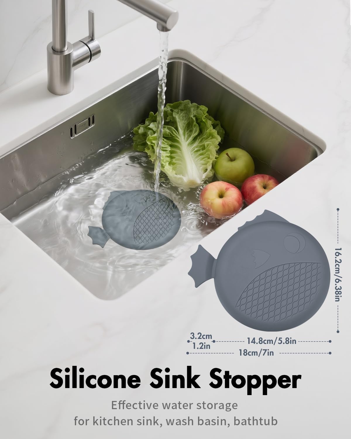 Reversible Kitchen Sink Drain Strainer, Anti-Clog Flat Edge Design