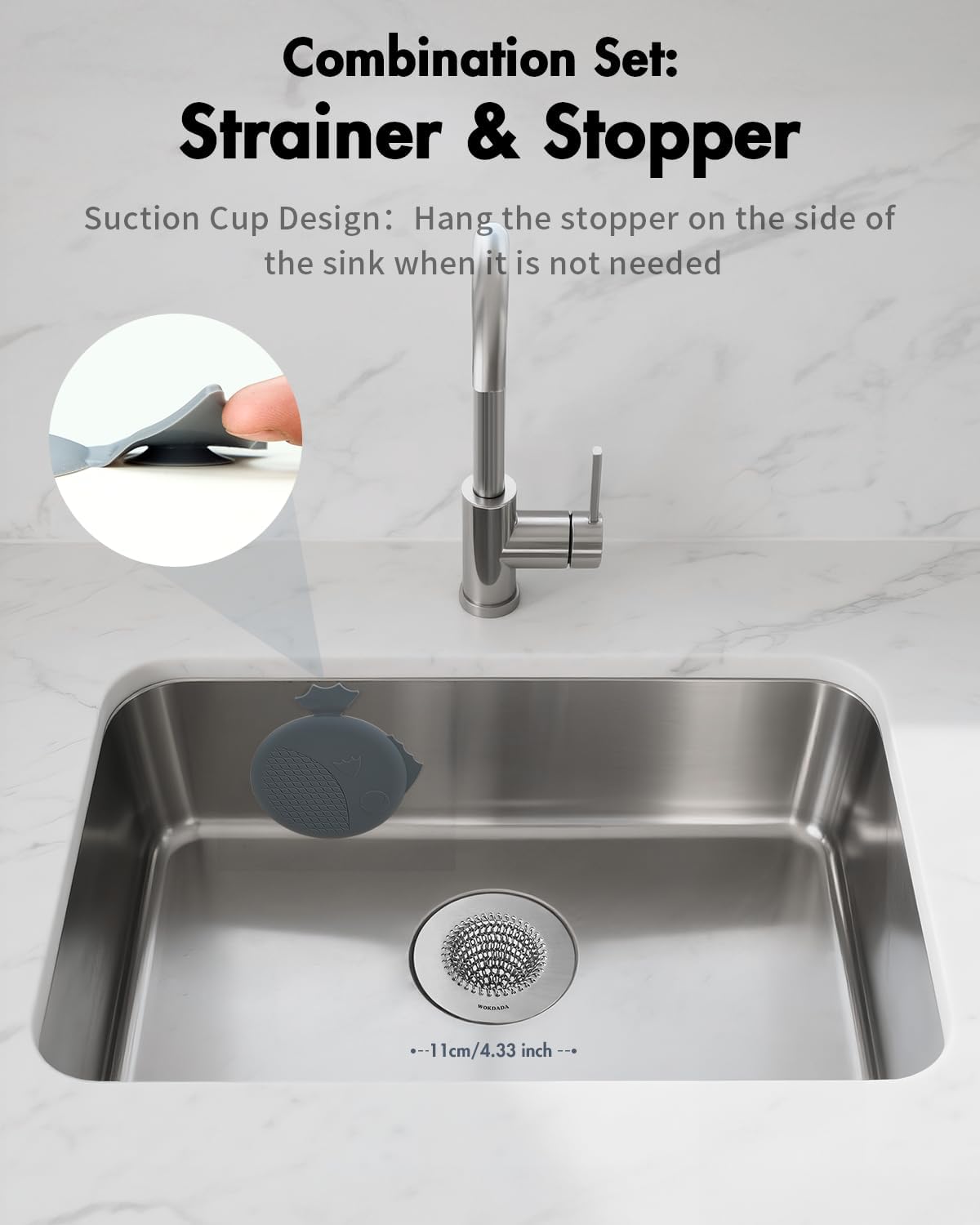 Reversible Kitchen Sink Drain Strainer, Anti-Clog Flat Edge Design