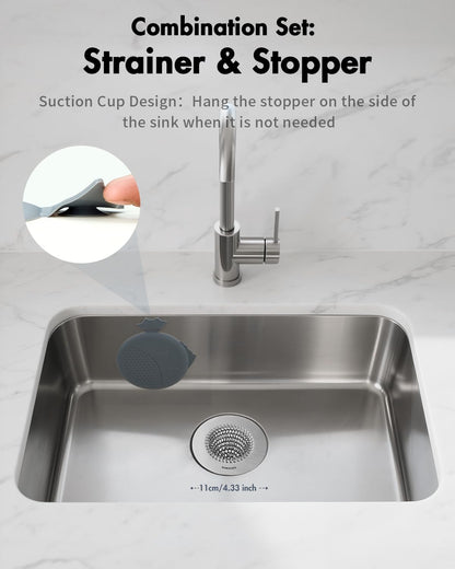 Reversible Kitchen Sink Drain Strainer, Anti-Clog Flat Edge Design