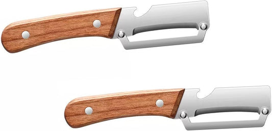Multifunctional Vegetable Peeler,Zero Flex Peeler with Wooden Handle and Bottle Opener,Stainless Steel Kitchen Tool Suitable for All Kinds Of Vegetables and Fruits(2 PCS)