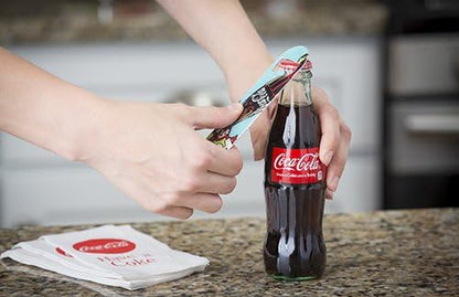 Stainless Steel Coca-Cola Bottle Opener Fridge Magnet, Red