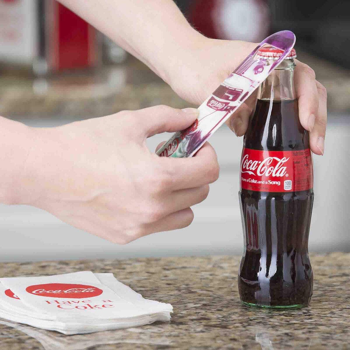 Stainless Steel Coca-Cola Bottle Opener Fridge Magnet, Red