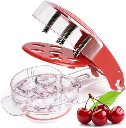 Cherry Pitter Tool - 6 Cherry Multi Pitter, Cherry Seed Remover & Cherry Pit Remover Tool, Stainless Steel Cherry Corer for Large Batch Prep, Baking, Canning & Olives