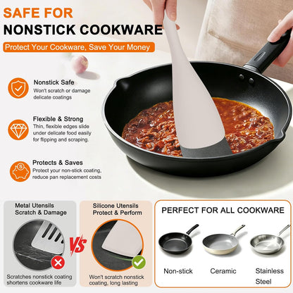 4 Pack Silicone Spatula Set, High Heat Resistant, For Non-Stick Pan