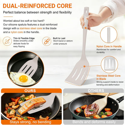 4 Pack Silicone Spatula Set, High Heat Resistant, For Non-Stick Pan