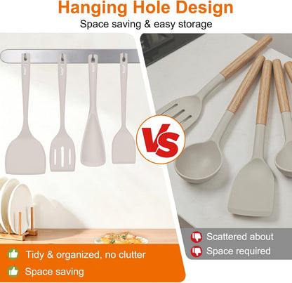 4 Pack Silicone Spatula Set, High Heat Resistant, For Non-Stick Pan