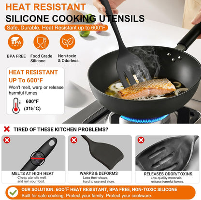 4 Pack Silicone Spatula Set, High Heat Resistant, For Non-Stick Pan