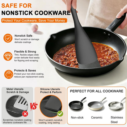 4 Pack Silicone Spatula Set, High Heat Resistant, For Non-Stick Pan