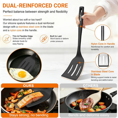 4 Pack Silicone Spatula Set, High Heat Resistant, For Non-Stick Pan