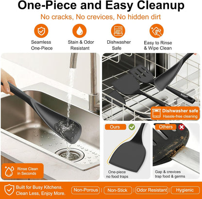 4 Pack Silicone Spatula Set, High Heat Resistant, For Non-Stick Pan