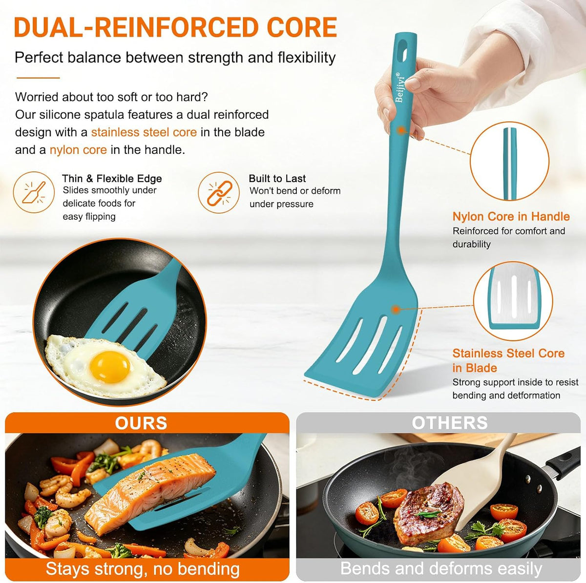 4 Pack Silicone Spatula Set, High Heat Resistant, For Non-Stick Pan