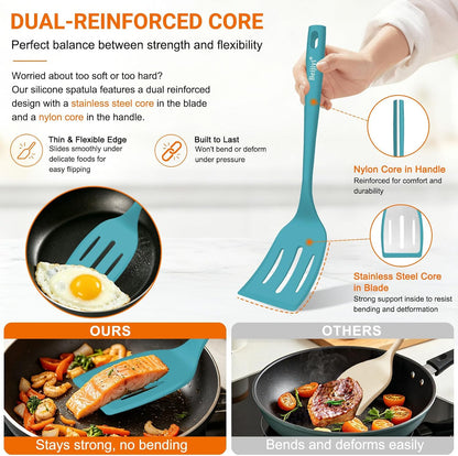 4 Pack Silicone Spatula Set, High Heat Resistant, For Non-Stick Pan