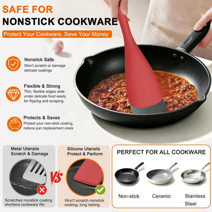 4 Pack Silicone Spatula Set, High Heat Resistant, For Non-Stick Pan