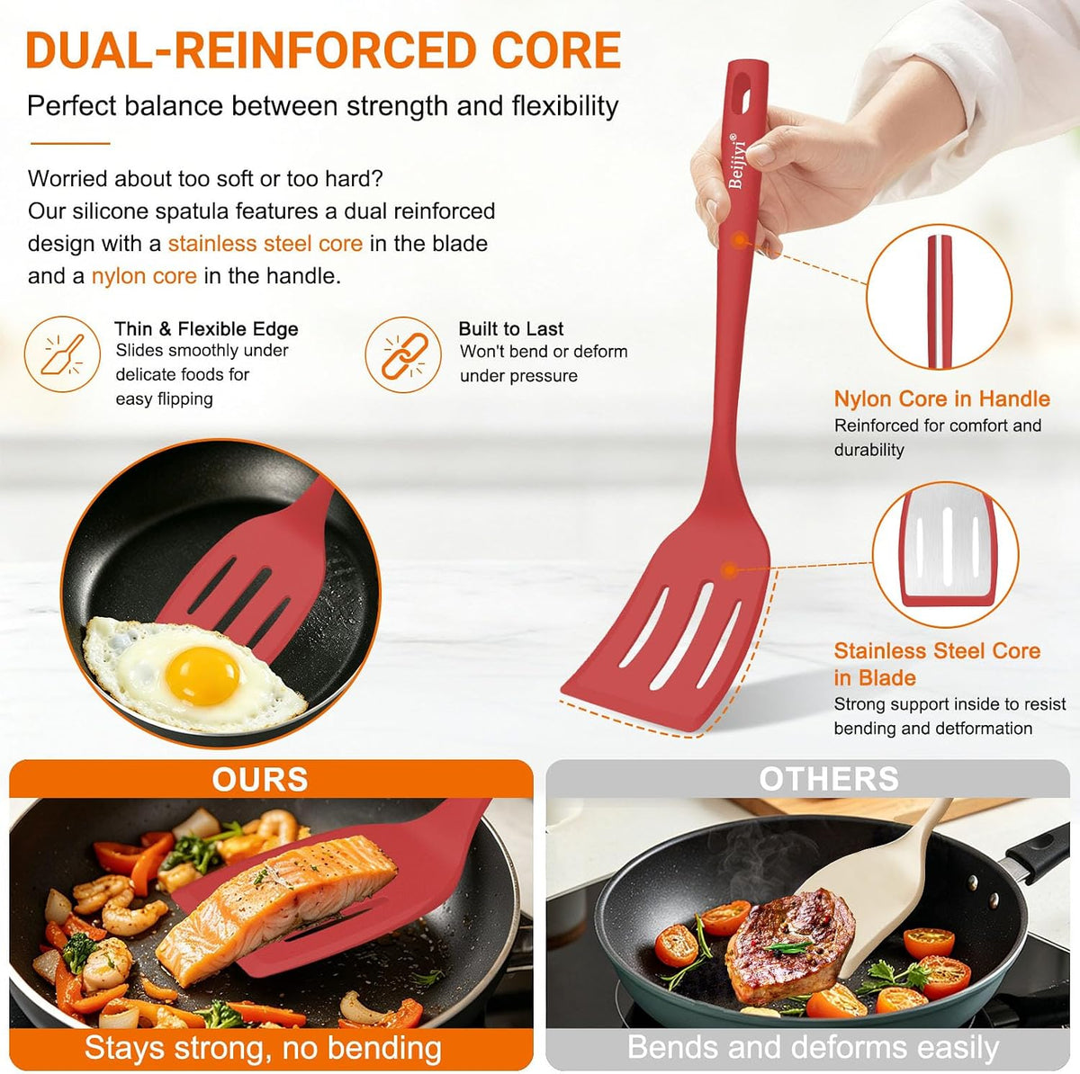 4 Pack Silicone Spatula Set, High Heat Resistant, For Non-Stick Pan