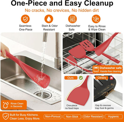 4 Pack Silicone Spatula Set, High Heat Resistant, For Non-Stick Pan