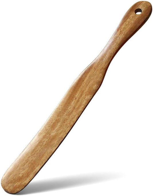 Skinny Spurtle,11" Acacia Wood Spatula for Sourdough, Mixing | Long Handle Wooden Spatula for Sourdough Starter,Reaching Bottom of Jars, Spurtles Kitchen Tools for NonStick Cookware