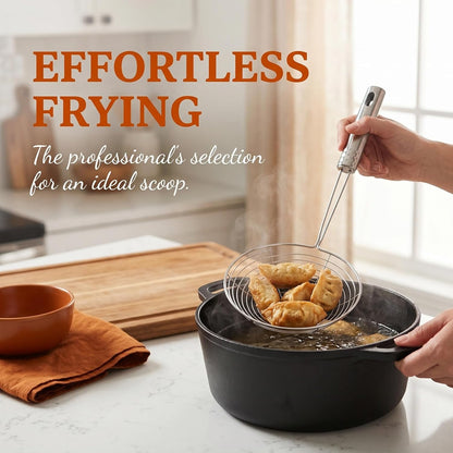 Stainless Steel Spider Skimmer Spoon Mesh Strainer Spoon with Long Handle Slotted for Frying Pasta Dumplings Noodles Deep Fryer Scoop Strainer Kitchen Scoop