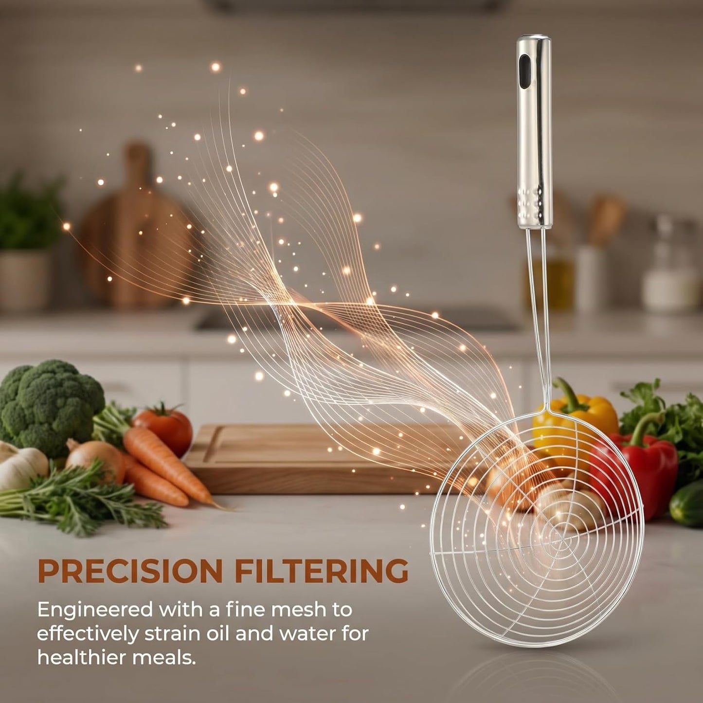 Stainless Steel Spider Skimmer Spoon Mesh Strainer Spoon with Long Handle Slotted for Frying Pasta Dumplings Noodles Deep Fryer Scoop Strainer Kitchen Scoop