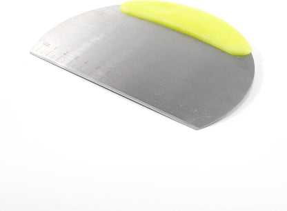 Stainless Steel Pastry Scraper/Bench Scraper Chopper, Best as Pizza and Dough Cutter 4PCS (green)