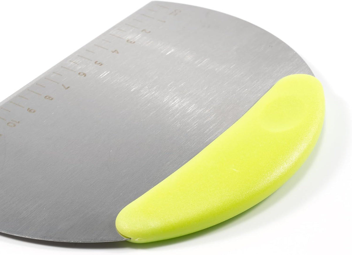 Stainless Steel Pastry Scraper/Bench Scraper Chopper, Best as Pizza and Dough Cutter 4PCS (green)