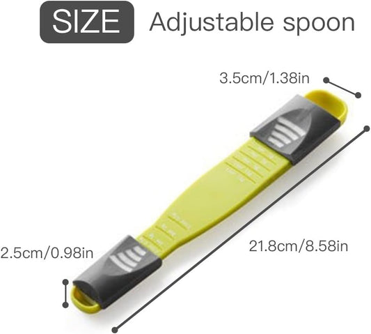 2PCS Adjustable Sliding Measuring Spoon Double-ended with graduations, adjustable measuring spoon for measuring dry and semi-liquid ingredients for baking, cooking, powders
