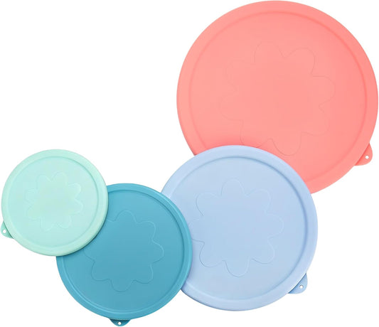 Silicone Lids Fit for Pyrex Sculpted Glass Mixing Bowls, Replacement Lids Compatible with Pyrex 3, 6, 10 Cup & 4.5 Qt Sculpted & Tinted Glass Bowls, Dishwasher Safe (Lid Only)