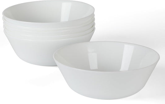 Opalton 6-Piece 6-Inch Soup and Cereal Bowls – Lightweight, Chip and Break Resistant Opal Glass Bowls for Everyday Use